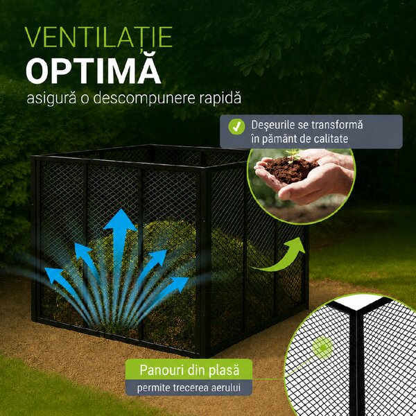 Juskys Compostor metalic 450 L - negru