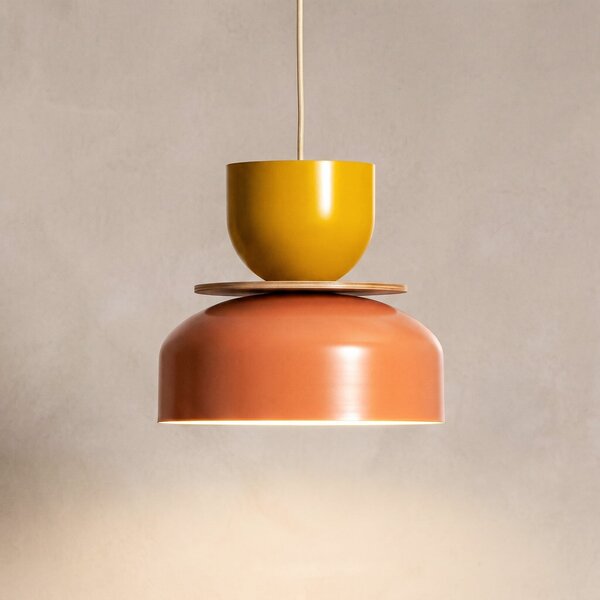 ALDEX Lampă suspendată Uto, coral/galben, Ø 30 cm, metal, reglabil, Multicolor, Camera de zi / sufragerie, Metal, Modern