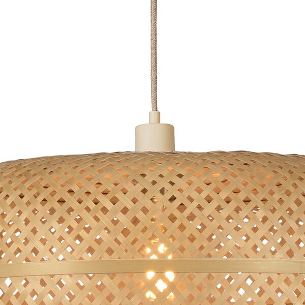 Good & Mojo Lampă suspendată Palawan, descentralizată, naturală, Ø 60 cm, reglabil, Lemn, Camera de zi / sufragerie, Bamboo, Design