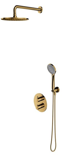 Set de dus incastrat, Omnires Y, cu termostat, auriu lucios