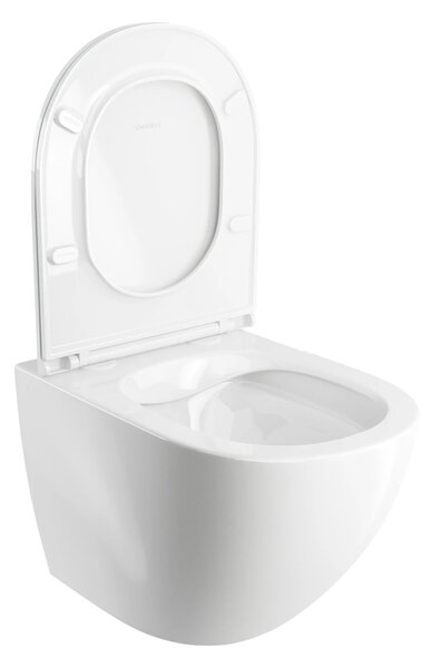 Set vas WC suspendat, Omnires Ottawa, cu capac quick release si soft close alb lucios
