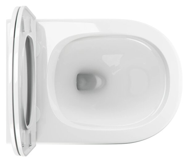 Set vas WC suspendat, Omnires Ottawa, cu capac quick release si soft close alb lucios