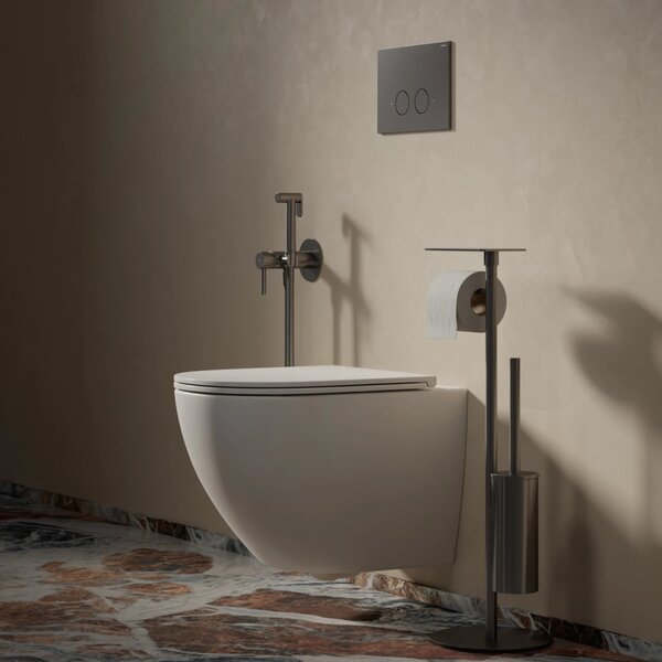 Set vas WC suspendat, Omnires Ottawa, cu capac quick release si soft close alb lucios