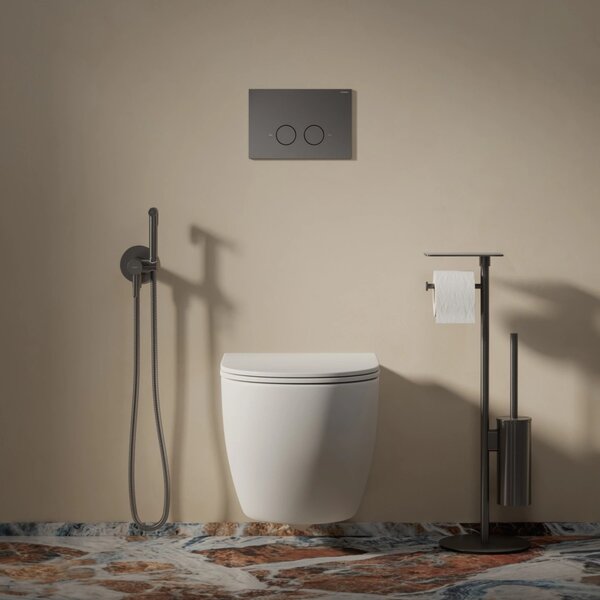 Set vas WC suspendat, Omnires Ottawa, cu capac quick release si soft close alb lucios