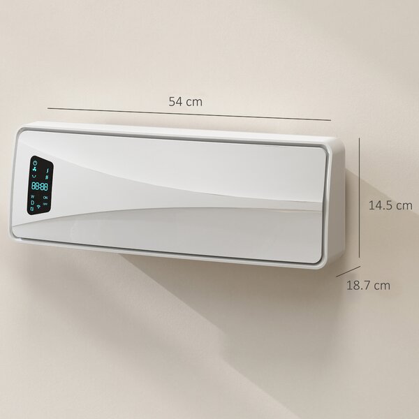 HOMCOM Încălzitor de Perete 2000 W cu 3 Moduri și Telecomandă, Alb | Aosom Romania