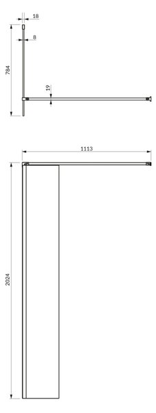 Paravan de dus Walk In, Omnires MARINA, 80 cm, crom lucios