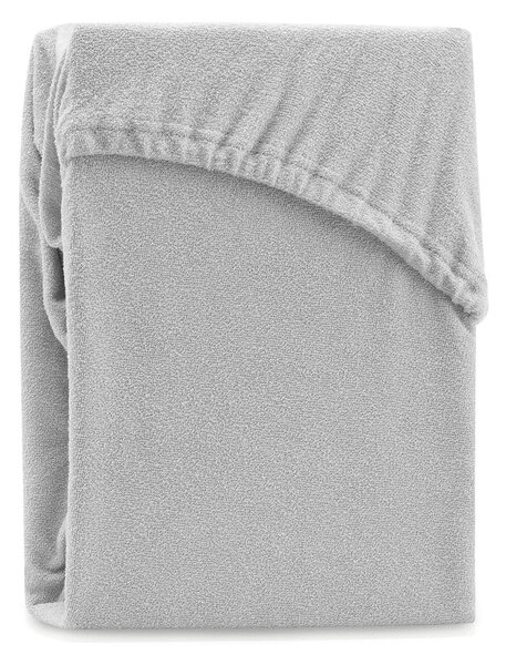 Cearceaf gri deschis din frotir cu elastic 140x200 cm Ruby – Restilo