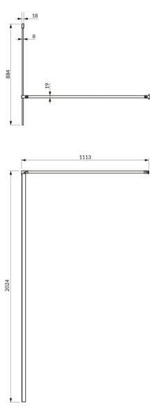 Paravan de dus Walk In, Omnires MARINA, 90 cm, negru mat