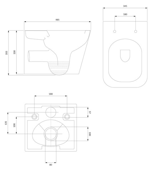 Set vas WC suspendat, Omnires Fontana, cu capac quick release si soft close alb lucios