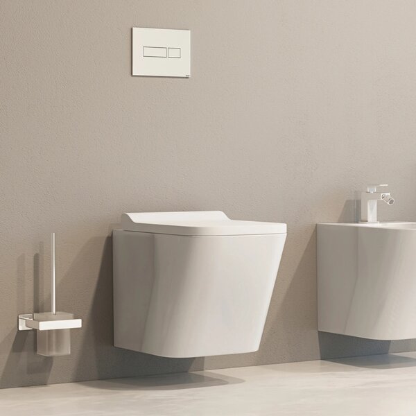 Set vas WC suspendat, Omnires Fontana, cu capac quick release si soft close alb lucios