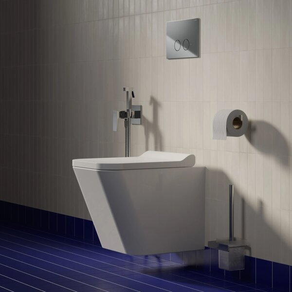 Set vas WC suspendat, Omnires Fontana, cu capac quick release si soft close alb lucios