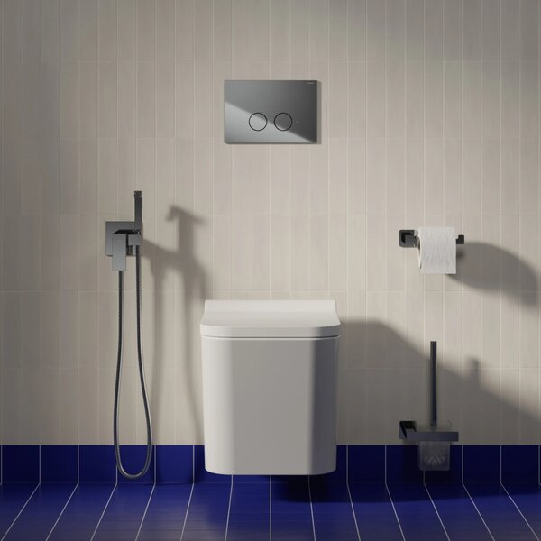 Set vas WC suspendat, Omnires Fontana, cu capac quick release si soft close alb lucios
