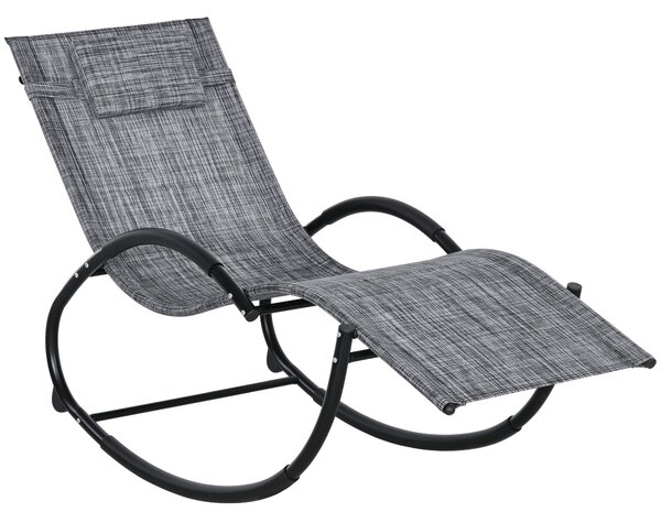 Outsunny Șezlong de Grădină, Balansoar cu Gravitație Zero, Șezlong Impermeabil cu Tetieră, 155x61x88 cm, Gri | Aosom Romania