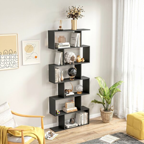 HOMCOM Bibliotecă din Lemn, Design Modern cu 6 Rafturi, 80x23x192 cm, Negru | Aosom Romania