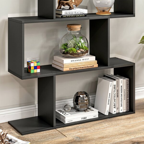 HOMCOM Bibliotecă din Lemn, Design Modern cu 6 Rafturi, 80x23x192 cm, Negru | Aosom Romania