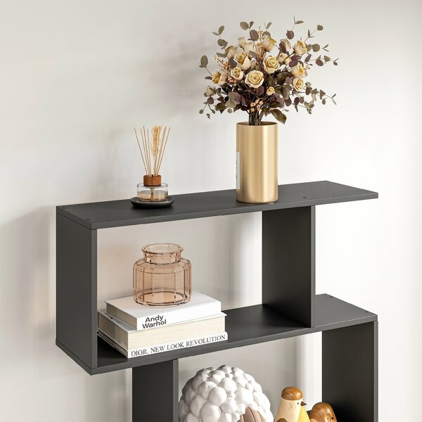 HOMCOM Bibliotecă din Lemn, Design Modern cu 6 Rafturi, 80x23x192 cm, Negru | Aosom Romania