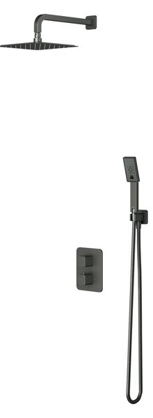 Set de dus incastrat Omnires SLIDE, cu termosta, grafit periat