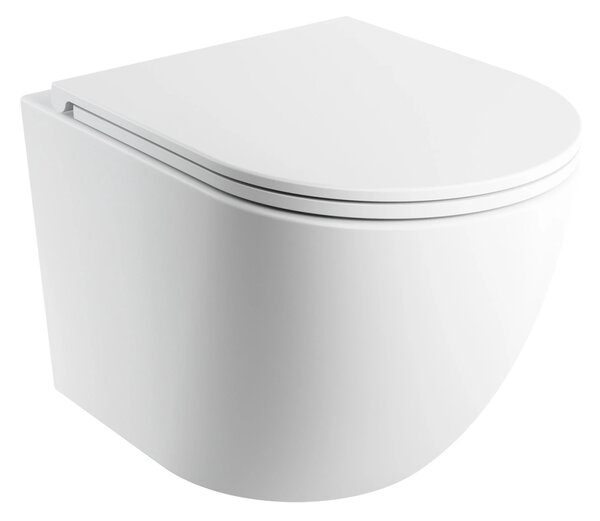 Set vas WC suspendat Omnires Ottawa Silent Power, cu capac quick release si soft close, alb mat