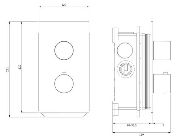 Baterie dus incastrata termostatata Omnires Contour antracit