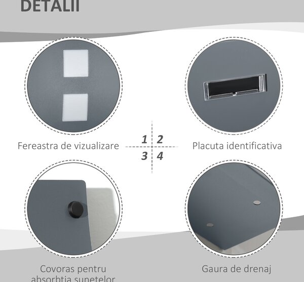 HOMCOM Cutie Postala Curbata din Otel Zincat cu 3 Fante si 2 Chei de Securitate incluse, 45x10x32 cm, Gri | Aosom Romania