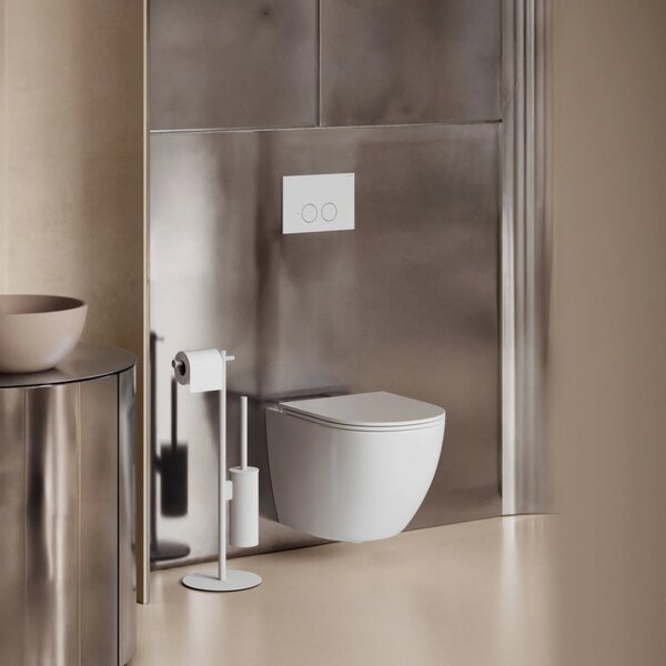 Set vas WC suspendat Omnires Ottawa Silent Power, cu capac quick release si soft close, alb mat