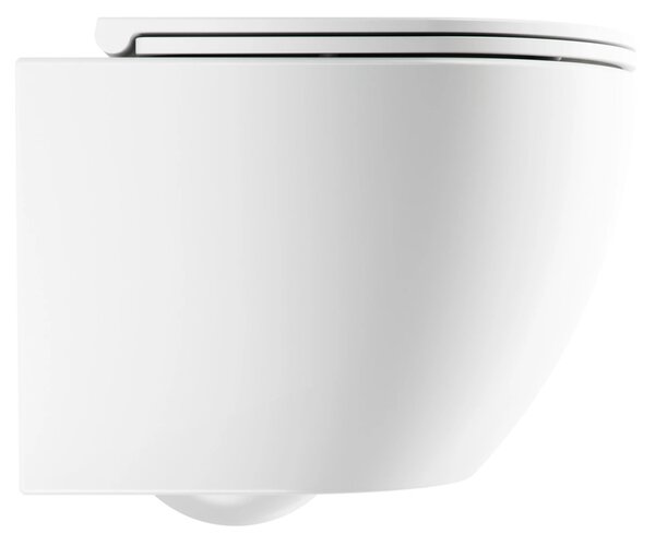 Set vas WC suspendat Omnires Ottawa Silent Power, cu capac quick release si soft close, alb mat