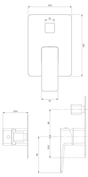 Baterie incastrata pentru dus Omnires Parma Crom cu Alb