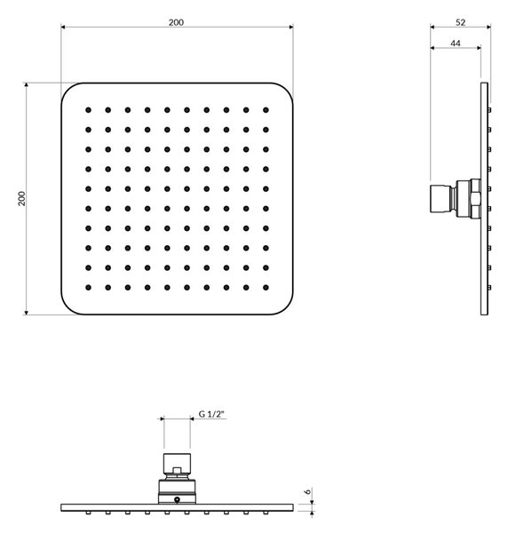 Palarie de dus, Omnires SLIMLINE, 20 x 20 cm, grafit periat