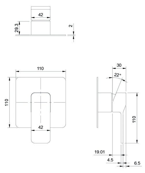 Baterie de dus incastrata Omnires Parma Slide grafit