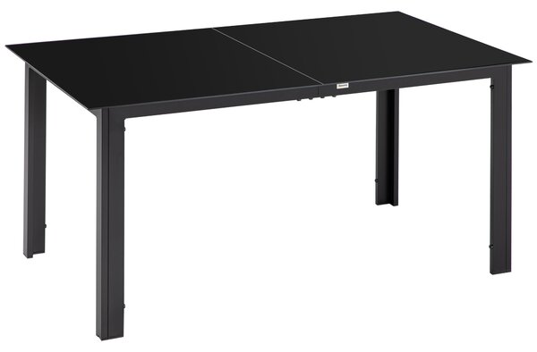 Outsunny Masă de Grădină cu Blat din Sticlă Temperată 150x90 cm pentru 6 Persoane, Masă de Luat Prânzul din Aluminiu pentru Exterior, Patio, Terasă, Balcon, Negru | Aosom Romania