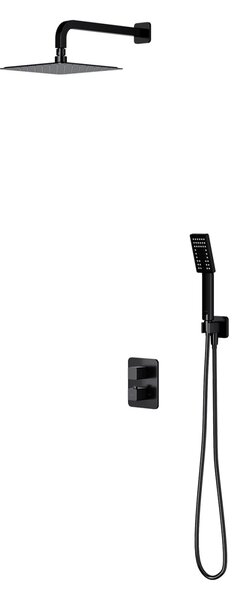 Set de dus incastrat, Omnires PARMA, cu termostat, negru mat