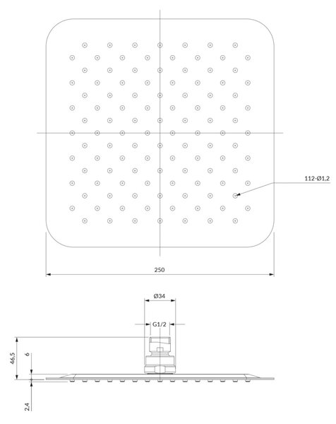 Palarie de dus, Omnires ULTRA SLIMLINE, 25 x 25 cm, crom lucios
