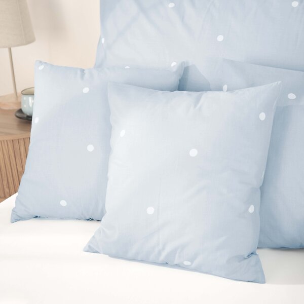 Goldea lenjerie de pat 100% bumbac - buline pe fundal albastru-cer 180 x 200 și 2buc 50 x 70 cm