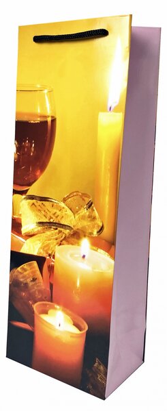SET 10 pungi de Cadou pentru sticla cu model cu lumanari de Craciun