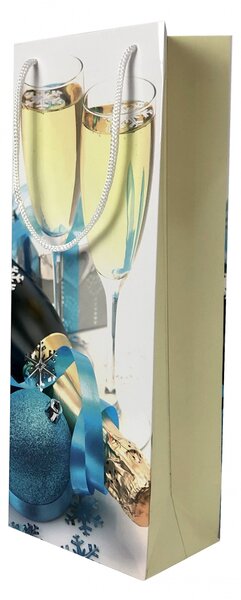 SET 10 pungi de Cadou pentru sticla cu model festiv cu pahare