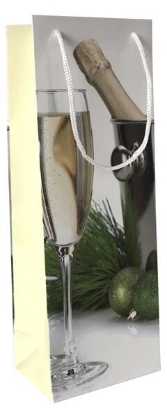 SET 10 pungi de Cadou pentru sticla cu model festiv de Craciun