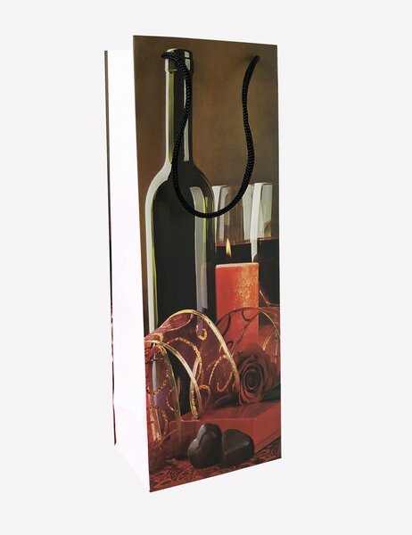 SET 10 pungi de Cadou pentru sticla cu model cu lumanari si ciocolata