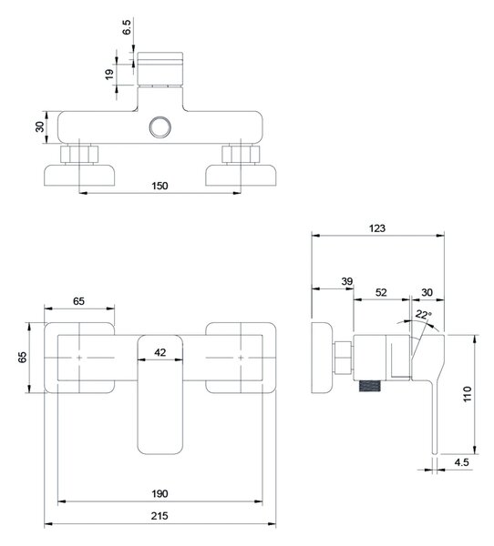 Baterie de dus Omnires Parma Slide crom