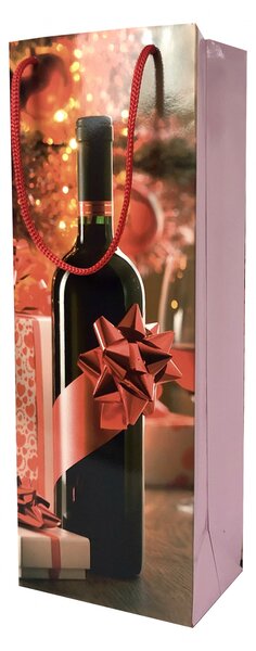 Set 10 pungi de Cadou pentru sticla, cu model cadouri de Craciun