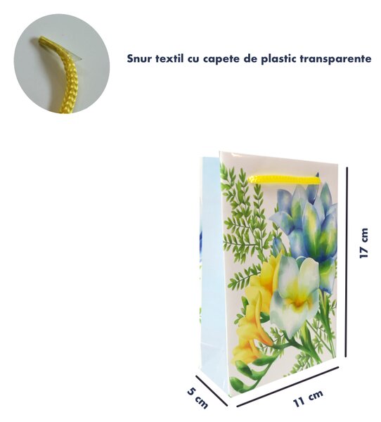 SET 10 pungi de cadou mici, model flori primavara