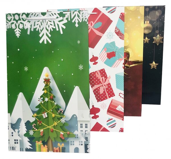 Set 8 pungi de cadou mari cu modele variate Craciun