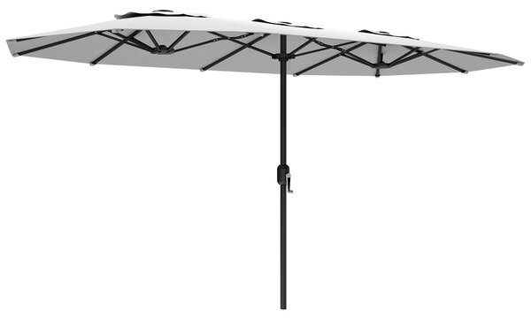 Outsunny Umbrelă Dublă de Grădină 4.6x2.7 m, Umbrelă de Exterior cu Manivelă, Husă Protectoare, 12 Spițe, Anti UV 50+, pentru Terasă Balcon Piscină Grădină, Alb | Aosom Romania