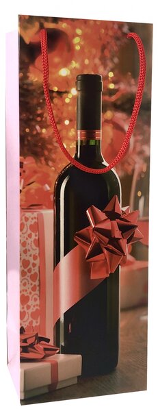 Set 10 pungi de Cadou pentru sticla, cu model cadouri de Craciun