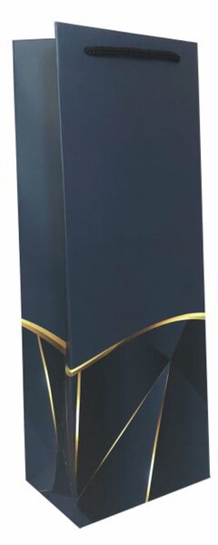 SET 10 pungi de cadou pentru sticla, 36x13x9 cm, model elegant bleumarin