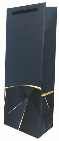 SET 10 pungi de cadou pentru sticla, 36x13x9 cm, model elegant bleumarin
