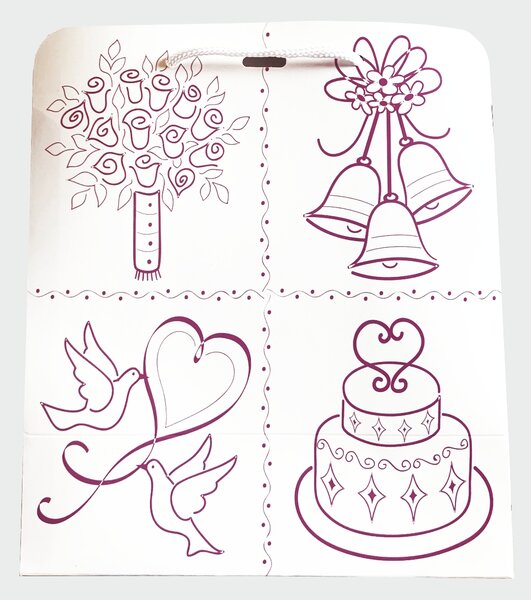 SET 10 pungi de cadou pentru NUNTA Ilustratii mov