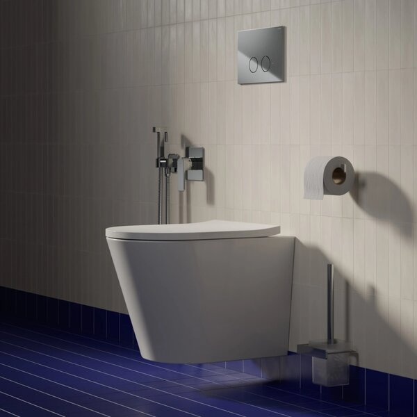 Set vas WC suspendat Omnires Tampa, cu capac quick release si soft close ,alb lucios