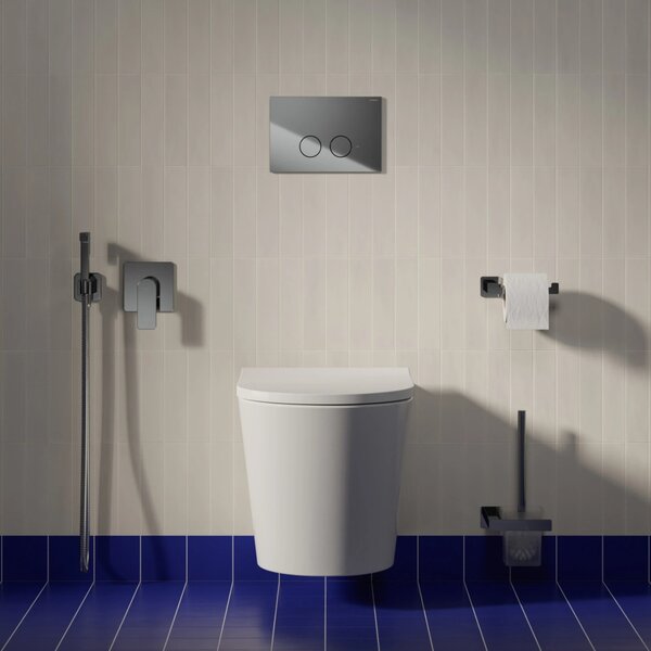 Set vas WC suspendat Omnires Tampa, cu capac quick release si soft close ,alb lucios