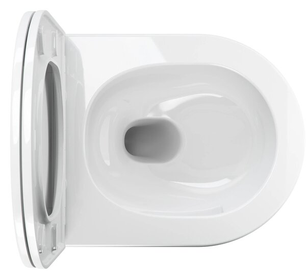 Set vas WC suspendat, Omnires Ottawa Silent Power, cu capac quick release si soft close alb lucios