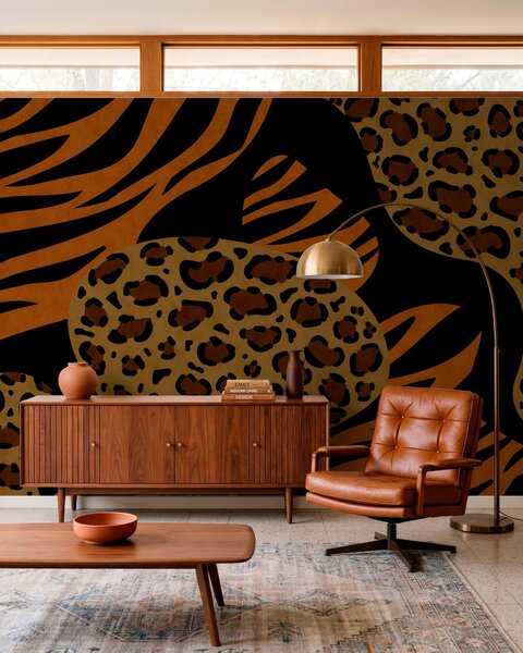 Tapet Modele cu imprimeuri de leopard și tigru, inspirate de animalele sălbatice, Fototapet Abstract, w05759 : Uwalls.ro
